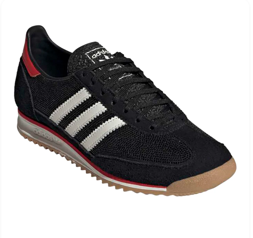 Adidas SL 72 Core Black Off White Red Gum Vintage Sneakers