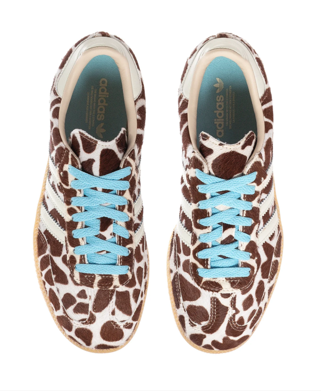 Adidas Handball Spezial Giraffe Print Pony Hair Brown White Blue Gum Sneakers