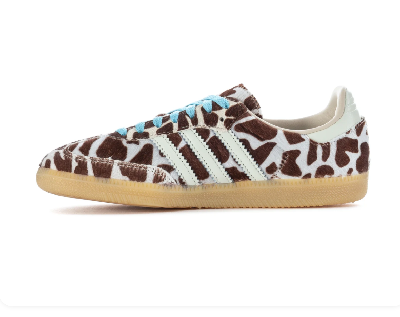Adidas Handball Spezial Giraffe Print Pony Hair Brown White Blue Gum Sneakers