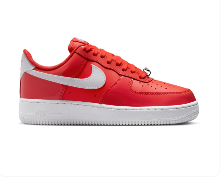 Nike Air Force 1 Low '07 LV8 University Red Patent Leather White Swoosh Sneakers
