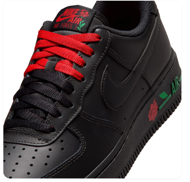 Nike Air Force 1 Low Rose Black University Red Green Floral Special Edition Sneakers