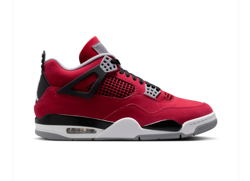 Air Jordan 4 Retro Toro Bravo Fire Red Black Grey Sneakers