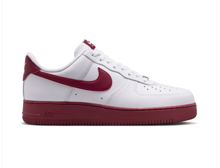 Nike Air Force 1 Low '07 White Team Red Swoosh Red Sole Classic Court Sneakers