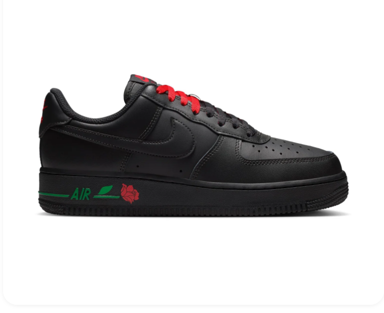 Nike Air Force 1 Low Rose Black University Red Green Floral Special Edition Sneakers