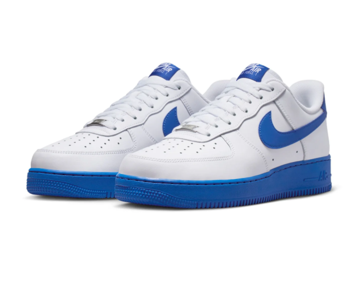 Nike Air Force 1 Low '07 White Game Royal Blue Swoosh Blue Sole Classic Court Sneakers
