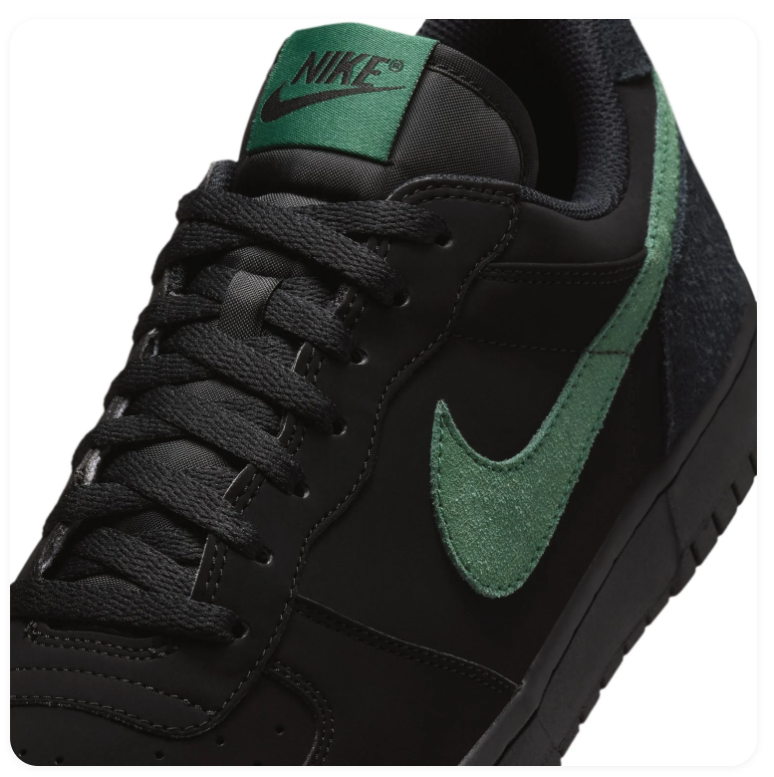 Nike Dunk Low Black Gorge Green Suede Retro Basketball Sneakers