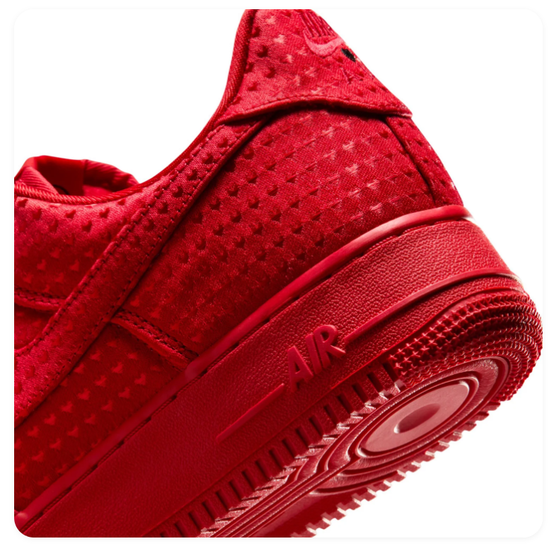 Nike Air Force 1 Low University Red Perforated Suede Triple Red Tonal Sneakers