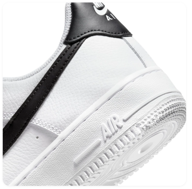 Nike Air Force 1 Low '07 White Black Swoosh Classic Leather Sneakers