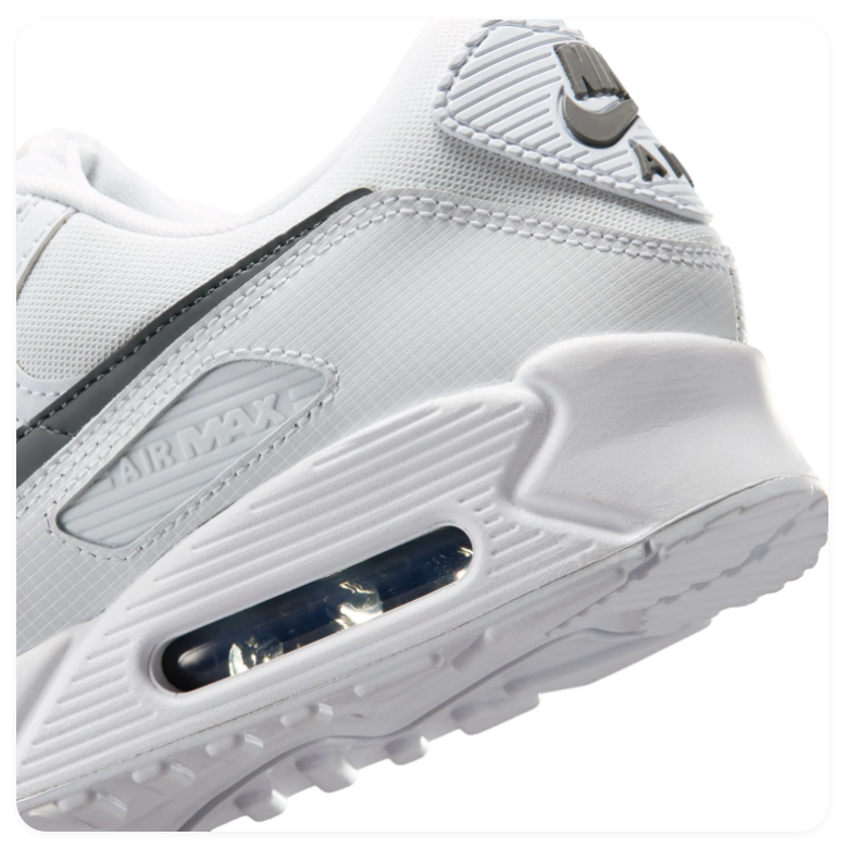 Nike Air Max 90 White Dark Smoke Grey Classic Running Lifestyle Sneakers