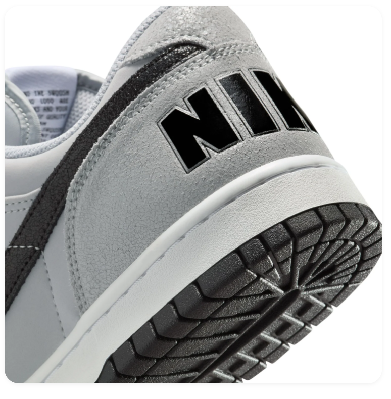 Nike Dunk Low Wolf Grey Black Oversized NIKE Text University Red Collar Classic Court Lifestyle Sneakers