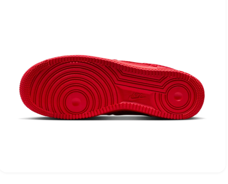 Nike Air Force 1 Low University Red Perforated Suede Triple Red Tonal Sneakers