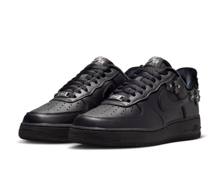 Nike Air Force 1 Low '07 SE Triple Black Floral Charm Sakura Stud Special Edition Court Sneakers