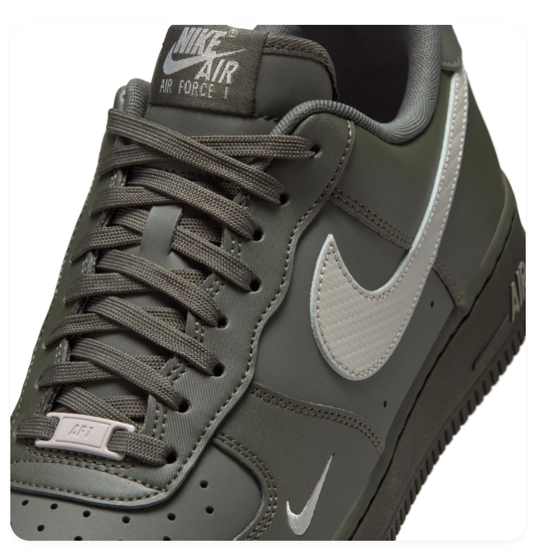 Nike Air Force 1 Low '07 Sequoia Light Silver Black Military Green Court Sneakers