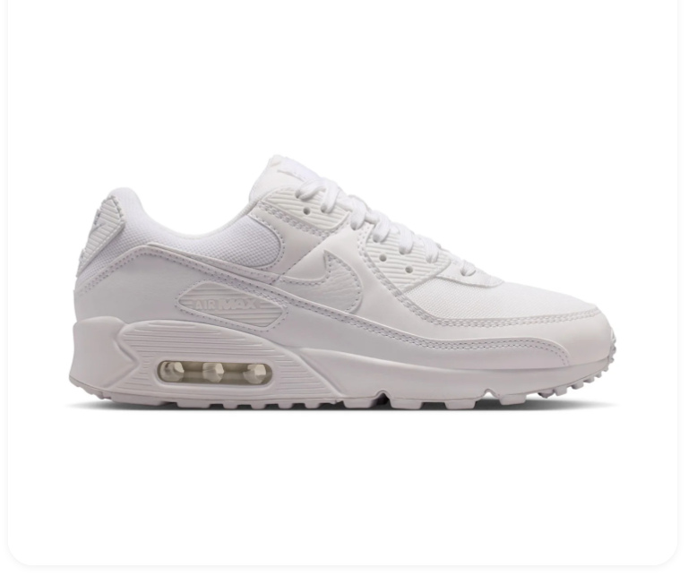 Nike Air Max 90 Triple White Classic Leather Sneakers