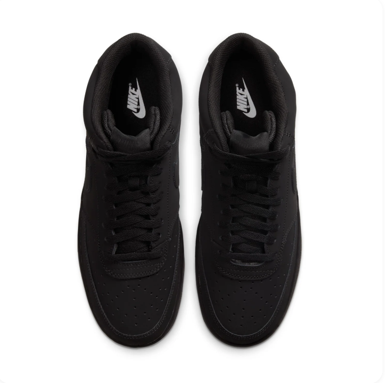 Nike Court Vision Mid Triple Black Tonal Suede Mid-Top Basketball Sneakers