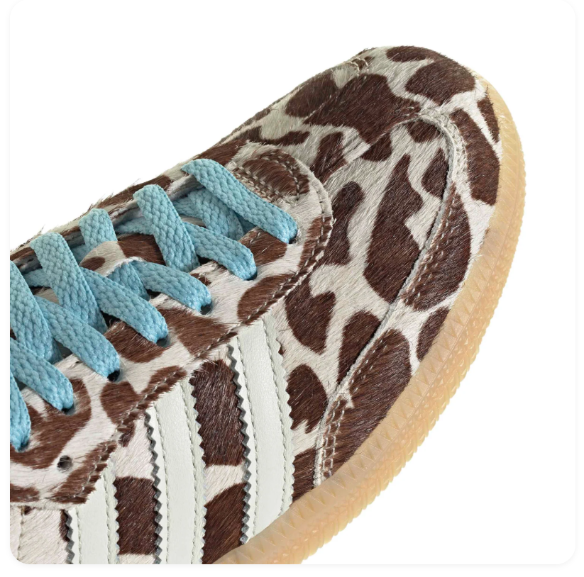 Adidas Handball Spezial Giraffe Print Pony Hair Brown White Blue Gum Sneakers