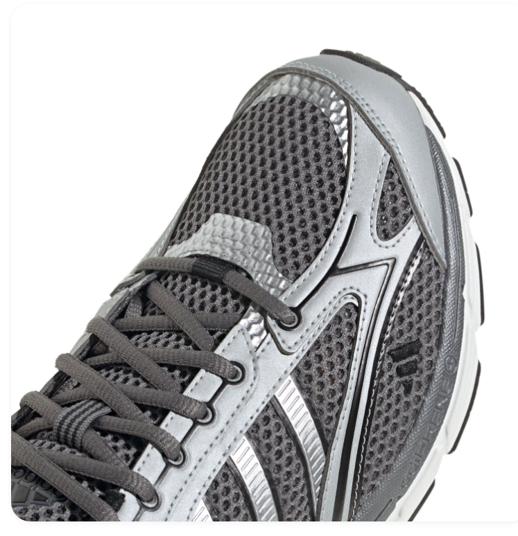 Adidas Retro Running Sneakers Grey Silver Black Chunky Sole