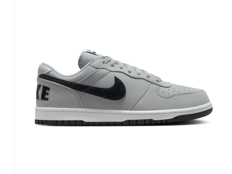 Nike Dunk Low Wolf Grey Black Oversized NIKE Text University Red Collar Classic Court Lifestyle Sneakers