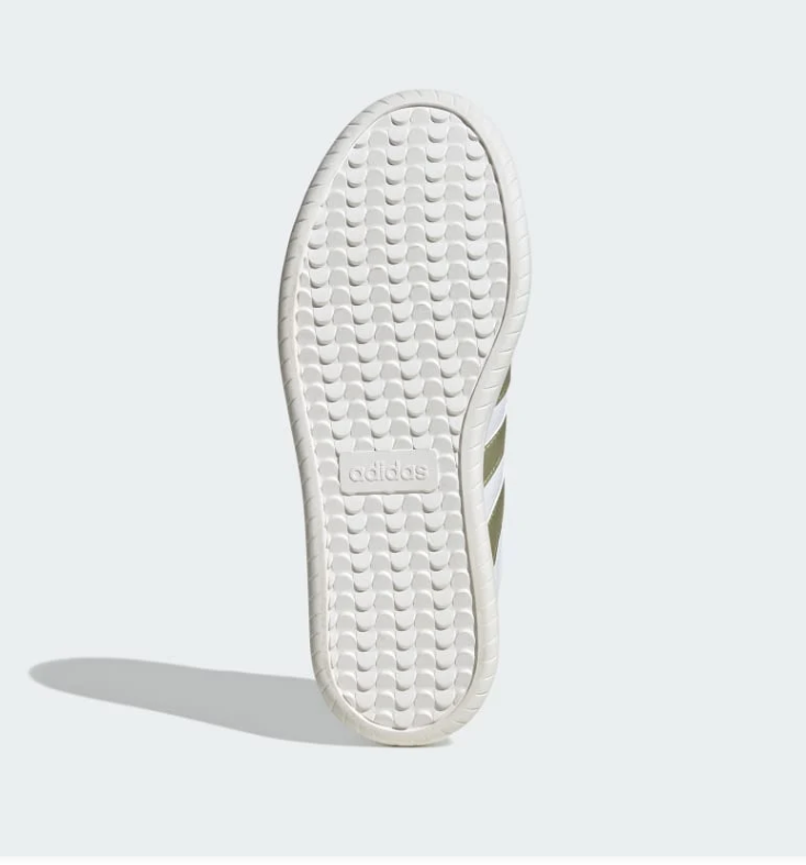 Adidas VL Court 3.0 White Olive Green Suede Trim Sneakers