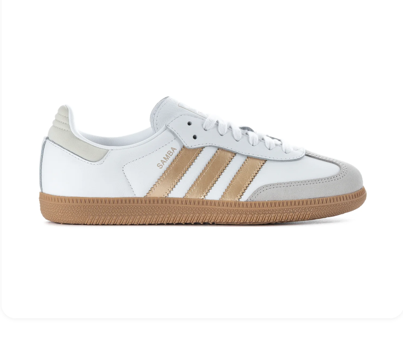 Adidas Samba OG White Champagne Gold Grey Gum Sneakers