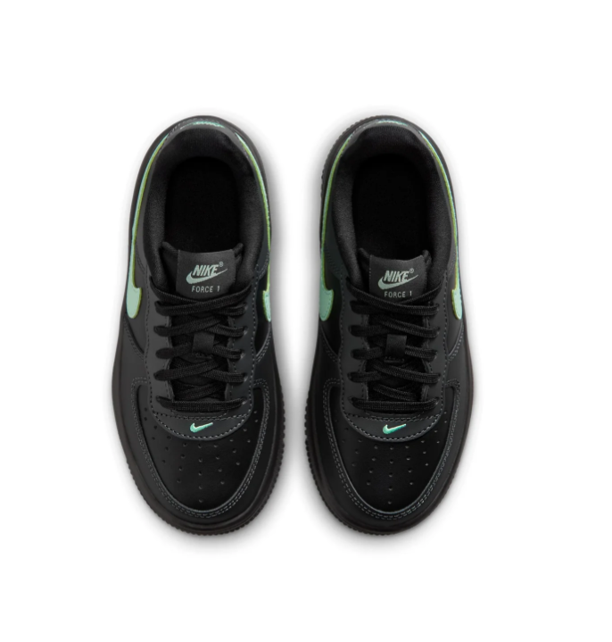 Nike Air Force 1 Low '07 Black Jade Ice Mint Green Swoosh Triple Black Court Sneakers