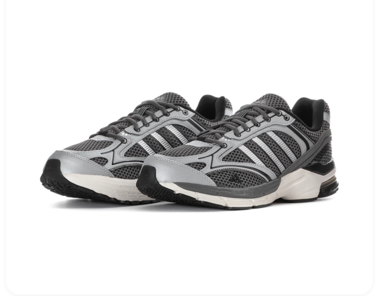 Adidas Retro Running Sneakers Grey Silver Black Chunky Sole