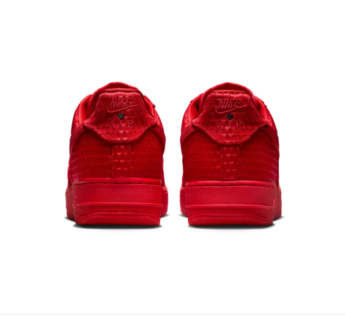 Nike Air Force 1 Low University Red Perforated Suede Triple Red Tonal Sneakers