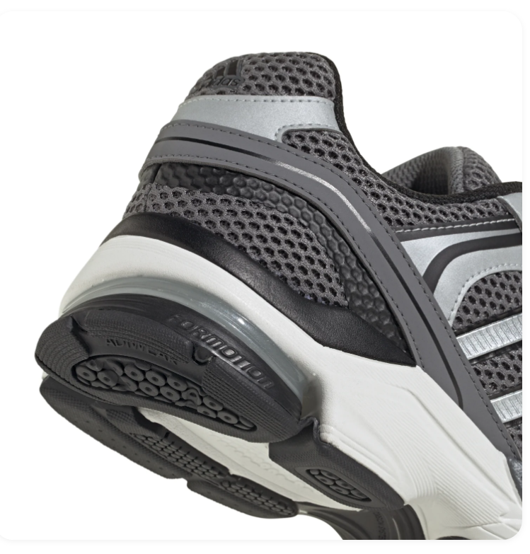 Adidas Retro Running Sneakers Grey Silver Black Chunky Sole
