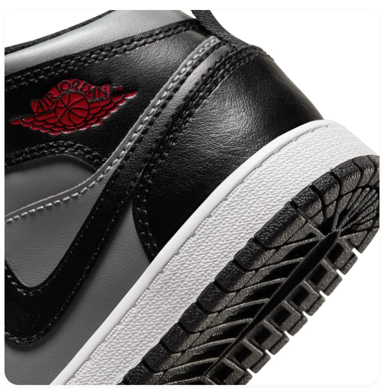 Air Jordan 1 Mid Shadow Grey Black Red Sneakers