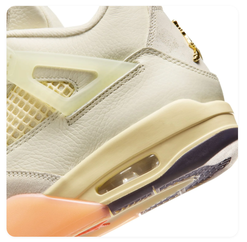 Air Jordan 4 Retro Shimmer Sail Peach Cream Gold Sneakers