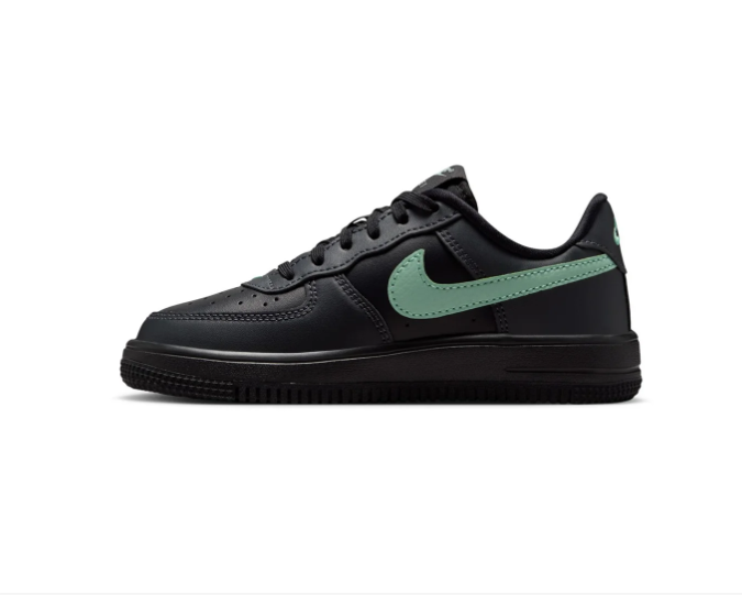 Nike Air Force 1 Low '07 Black Jade Ice Mint Green Swoosh Triple Black Court Sneakers