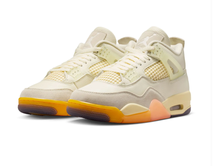 Air Jordan 4 Retro Shimmer Sail Peach Cream Gold Sneakers