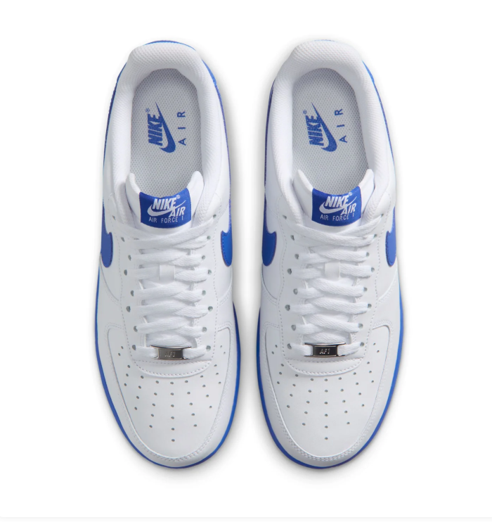 Nike Air Force 1 Low '07 White Game Royal Blue Swoosh Blue Sole Classic Court Sneakers