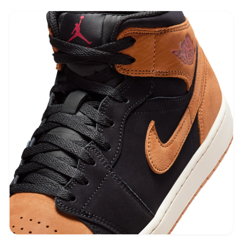 Air Jordan 1 Mid Wheat Black Ale Brown Pink Sneakers