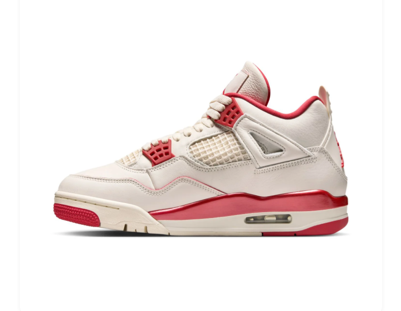 Air Jordan 4 Retro Sail Crimson Red White Sneakers