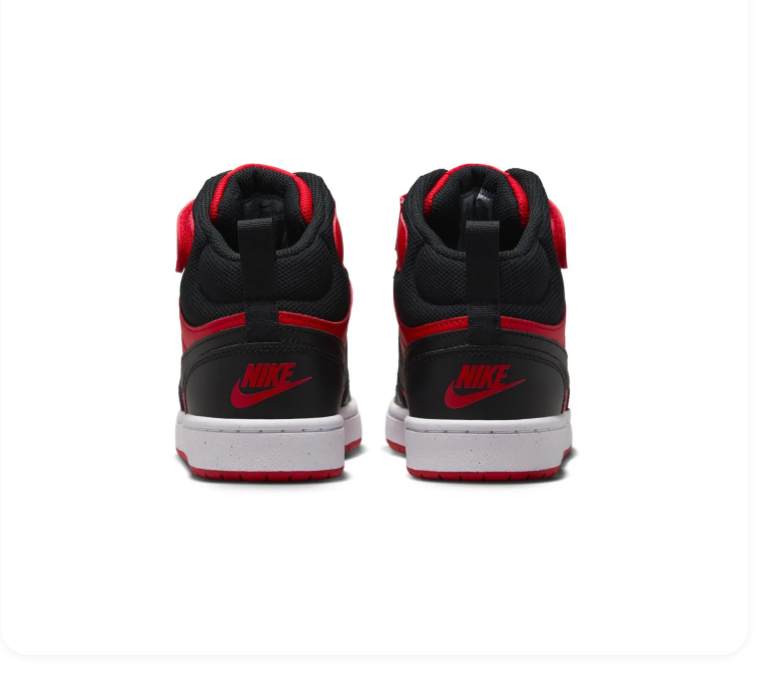 Nike Court Borough Mid 2 University Red Black Bred Strap Mid-Top Court Basketball Sneakers