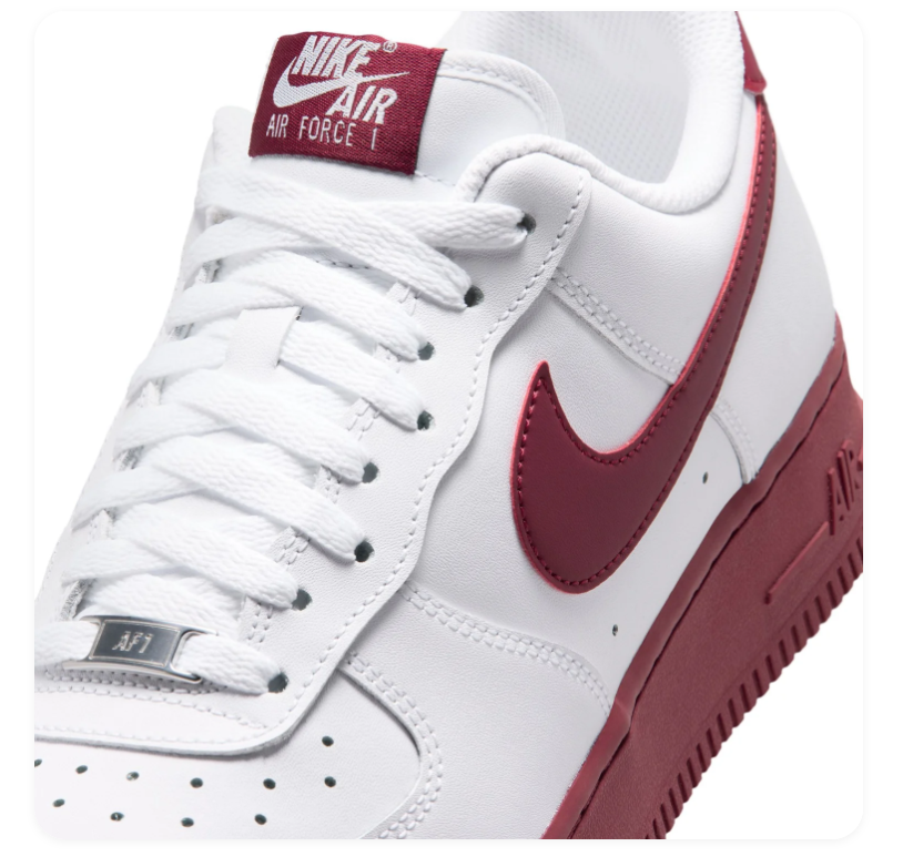 Nike Air Force 1 Low '07 White Team Red Swoosh Red Sole Classic Court Sneakers