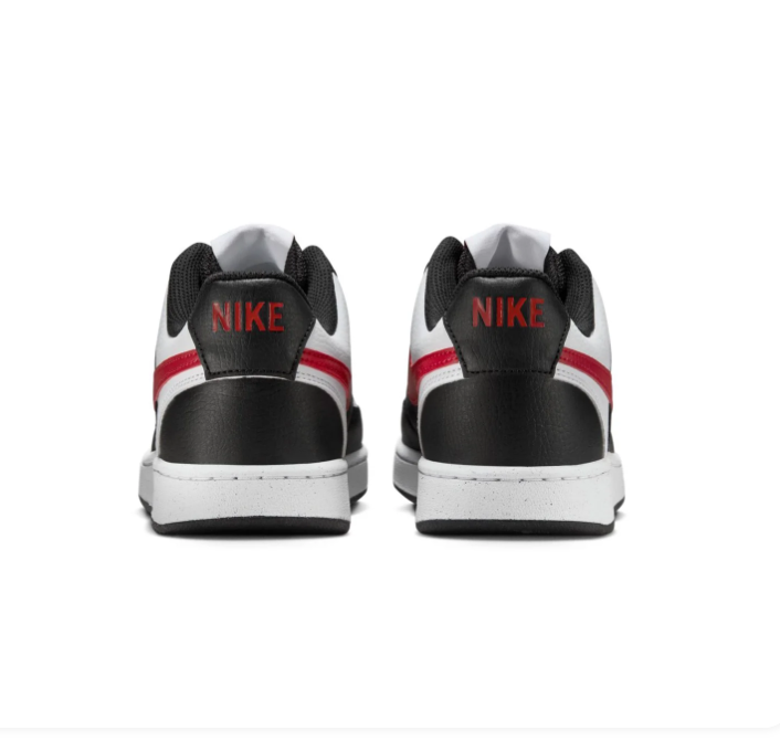 Nike Court Vision Low Black White University Red Classic Leather Sneakers