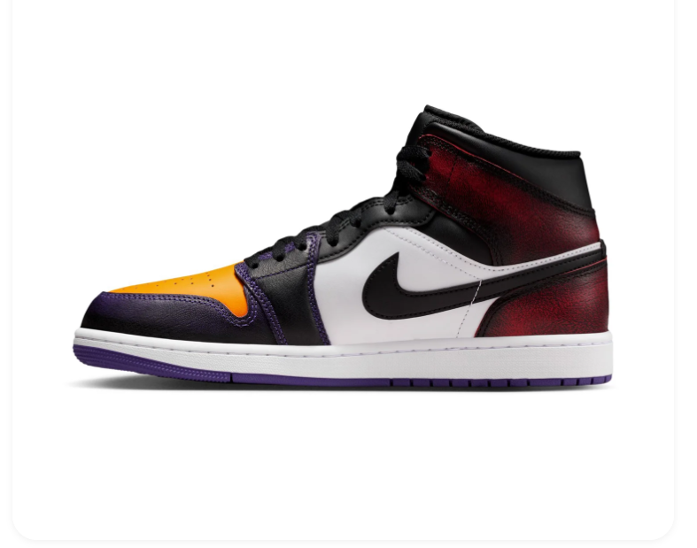 Air Jordan 1 Mid Lakers Purple Gold Black White Sneakers