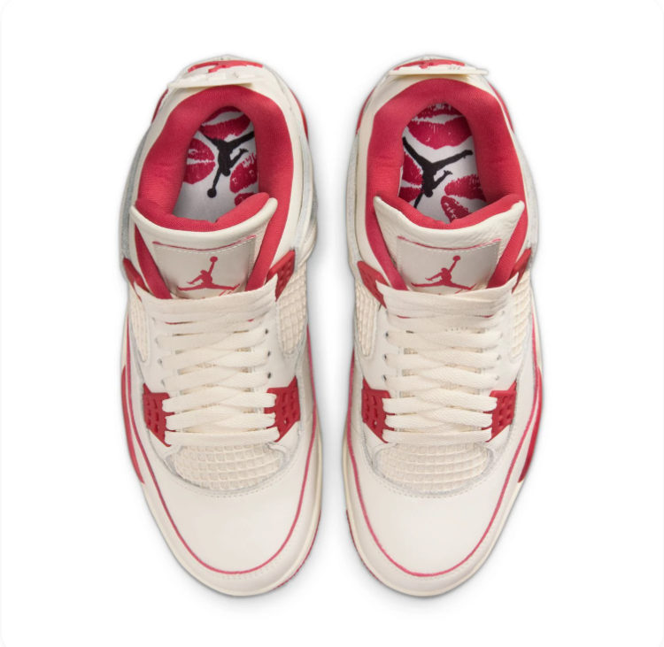 Air Jordan 4 Retro Sail Crimson Red White Sneakers