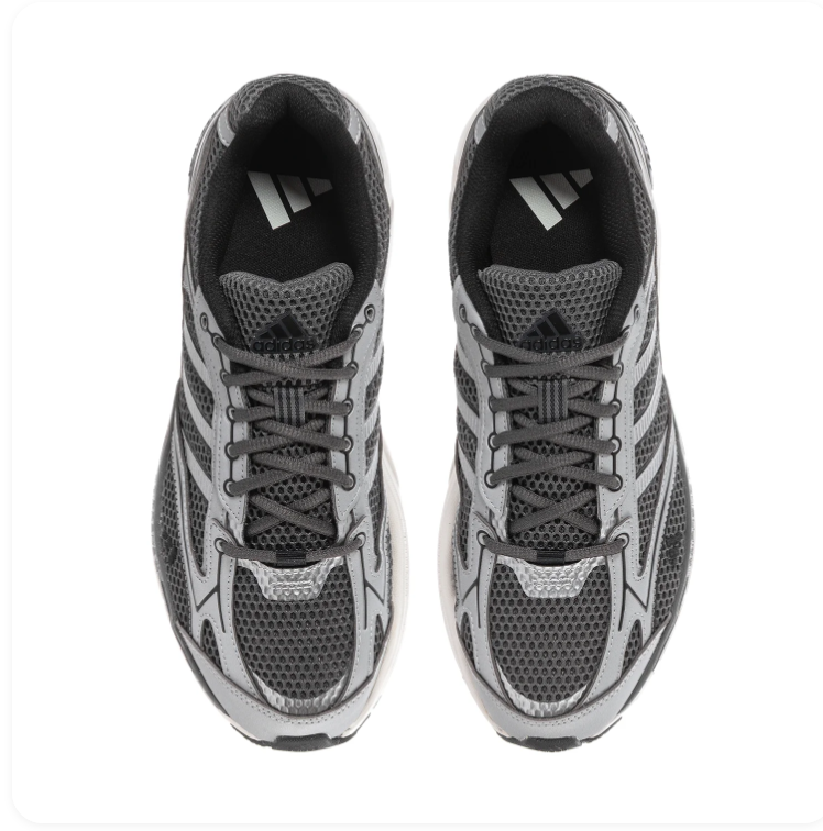 Adidas Retro Running Sneakers Grey Silver Black Chunky Sole