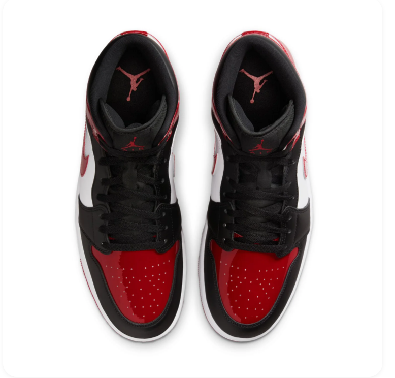 Air Jordan 1 Mid Bred Toe Black Red White Sneakers