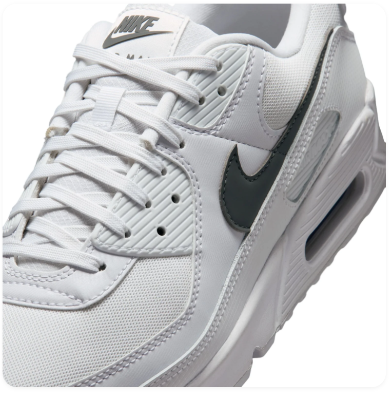Nike Air Max 90 White Dark Smoke Grey Classic Running Lifestyle Sneakers