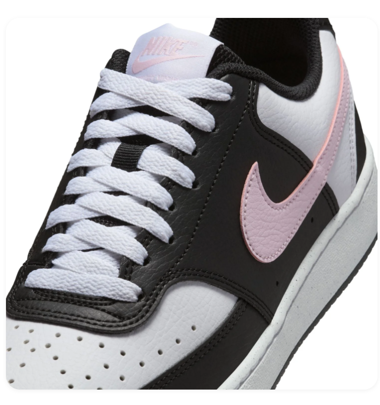 Nike Court Vision Low Next Nature White Black Pink Foam Floral Court Sneakers