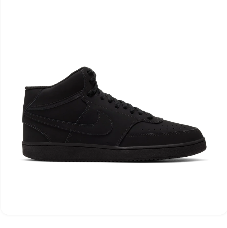 Nike Court Vision Mid Triple Black Tonal Suede Mid-Top Basketball Sneakers