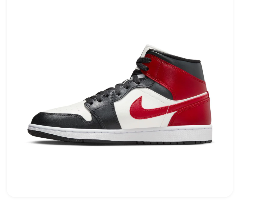Air Jordan 1 Mid Chicago Black Red White Sneakers