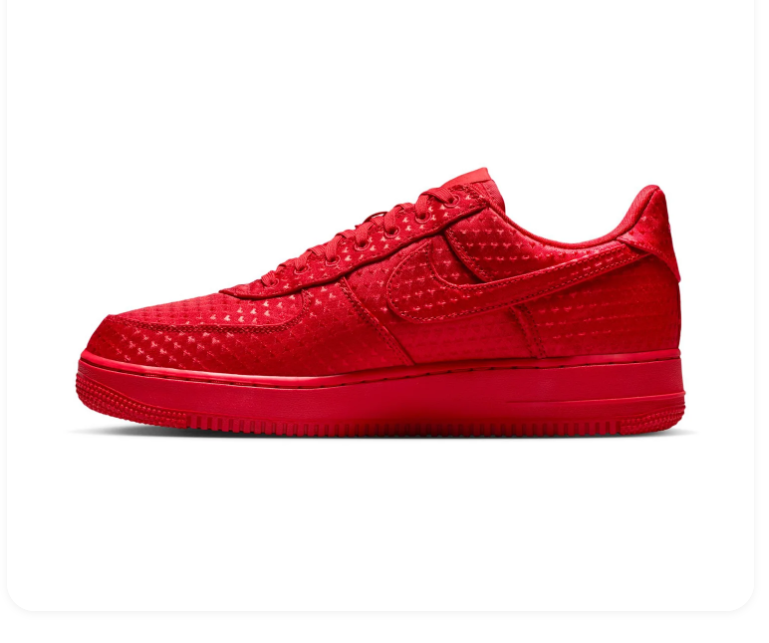 Nike Air Force 1 Low University Red Perforated Suede Triple Red Tonal Sneakers