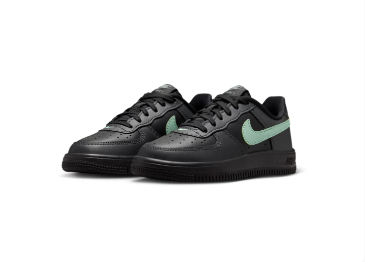 Nike Air Force 1 Low '07 Black Jade Ice Mint Green Swoosh Triple Black Court Sneakers