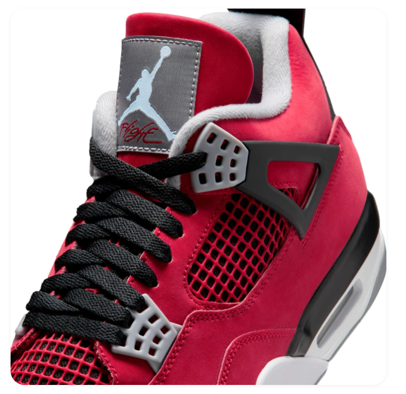 Air Jordan 4 Retro Toro Bravo Fire Red Black Grey Sneakers