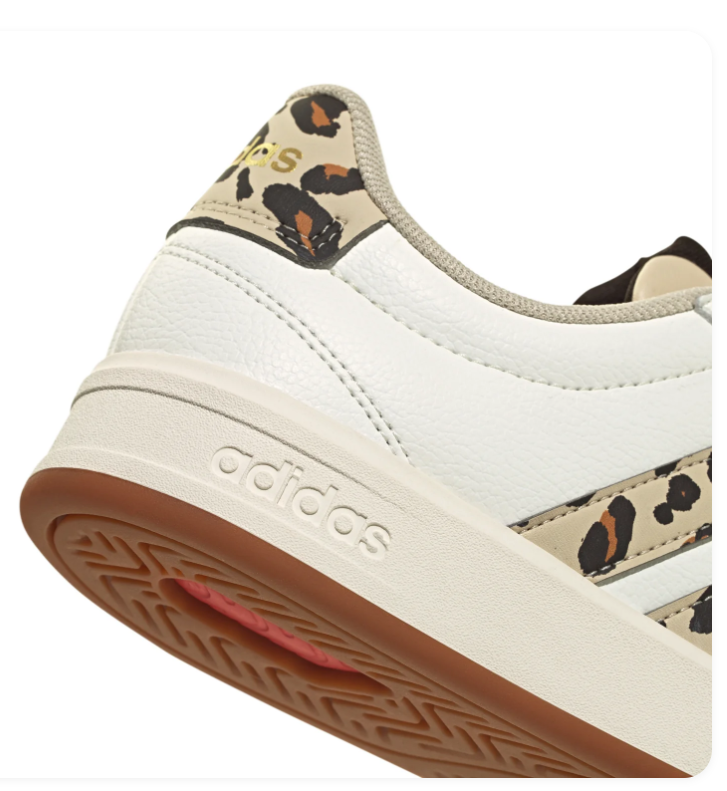 Adidas Grand Court Leopard Print White Cream Gum Sneakers